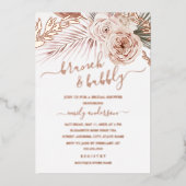 Brunch en bubbelbaar ROOS GOLD FOIL Vrijgezellenfe Folie Uitnodiging (Voorkant)