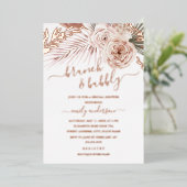 Brunch en bubbelbaar ROOS GOLD FOIL Vrijgezellenfe Folie Uitnodiging (Staand Voorkant)