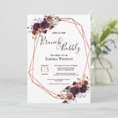 Brunch en bubbelbaar Roos Gold Paarse geometrische Kaart (Staand voorkant)