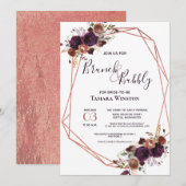 Brunch en bubbelbaar Roos Gold Paarse geometrische Kaart (Voorkant / Achterkant)