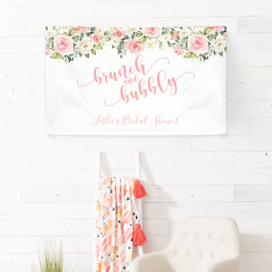 Brunch en bubbelbanner - roze tekst spandoek (Insitu)