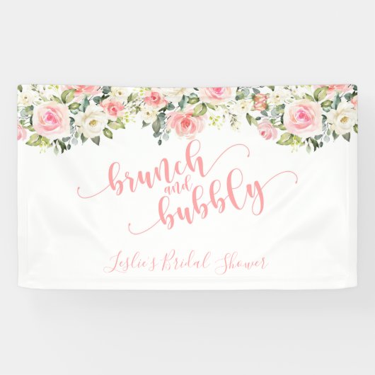 Brunch en bubbelbanner - roze tekst spandoek (Horizontaal)