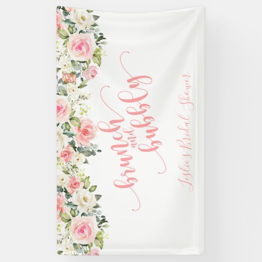 Brunch en bubbelbanner - roze tekst spandoek (Verticaal)