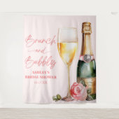 Brunch en bubbelende Mimosa-champagne bruiloftsbor Wandkleed (Voorkant)
