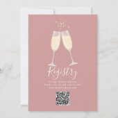 Brunch En Bubbelende QR Code Stof Roze Bruidsfeest Kaart (Achterkant)
