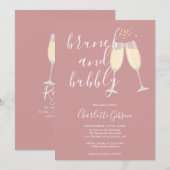 Brunch En Bubbelende QR Code Stof Roze Bruidsfeest Kaart (Voorkant / Achterkant)