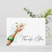 Brunch en bubbelig champagne vrijgezellenfeest bedankkaart (Staand voorkant)