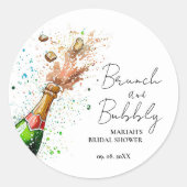 Brunch en bubbelig champagne vrijgezellenfeest ronde sticker (Voorkant)