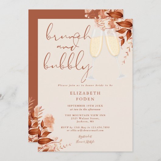 Brunch en bubbelig rustiek Vrijgezellenfeest Kaart (Voorkant / Achterkant)