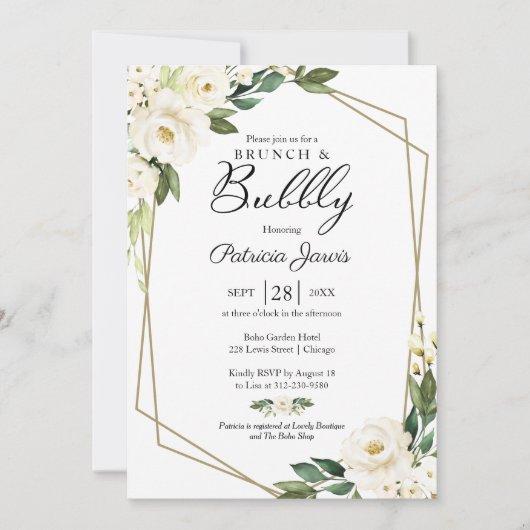 Brunch en bubbelig Vrijgezellenfeest groen bloemen Kaart (Voorkant)