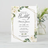 Brunch en bubbelig Vrijgezellenfeest groen bloemen Kaart (Staand voorkant)