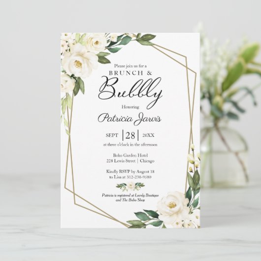 Brunch en bubbelig Vrijgezellenfeest groen bloemen Kaart (Staand voorkant)