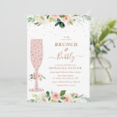 brunch en bubbelig vrijgezellenfeest met blozen fl kaart (Staand voorkant)