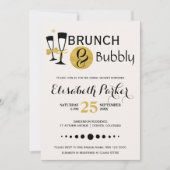 Brunch en bubbelig wit zwart goud vrijgezellenfees kaart (Voorkant)