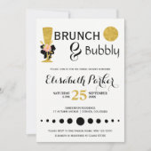 Brunch en bubbelig wit zwart goud vrijgezellenfees kaart (Voorkant)