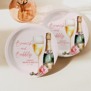 Brunch en bubbelige verjaardagsbrunch welkomstbord papieren bordje