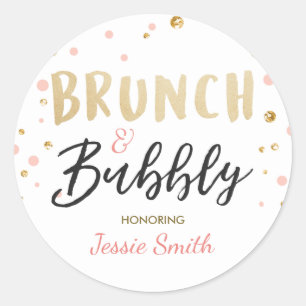 Brunch en bubbelige Vrijgezellenfeest roze Ronde Sticker