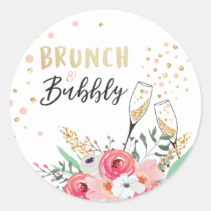 Brunch en bubbelige Vrijgezellenfeest roze Ronde Sticker