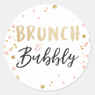 Brunch en bubbelige Vrijgezellenfeest roze Ronde Sticker