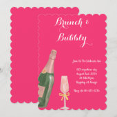 BRUNCH EN BUBBELROZE BRUIDSDOUCHE UITNODIGING (Voorkant / Achterkant)