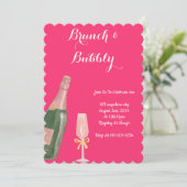 BRUNCH EN BUBBELROZE BRUIDSDOUCHE UITNODIGING (Staand voorkant)