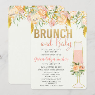 Brunch en bubbels baby shower uitnodiging