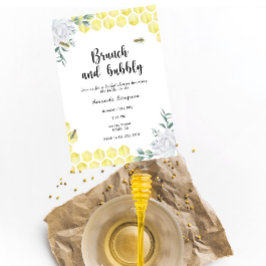 Brunch en bubbels - bij-thema bruidsdouche kaart