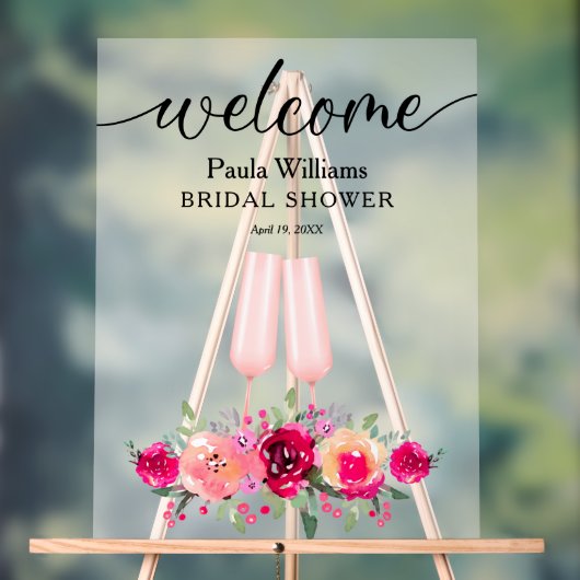Brunch en bubbels bloemige bruidsdouche acryl bord (Neutraal)