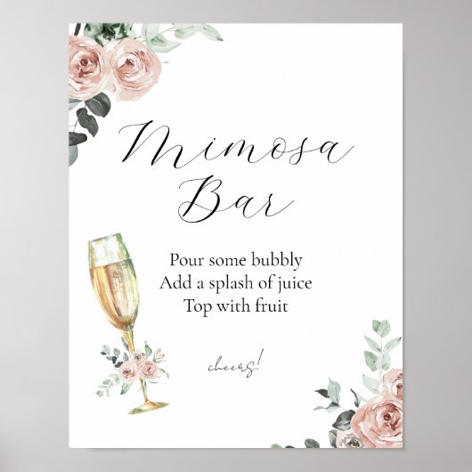 Brunch en Bubbels Bloemige Mimosa Bar Bord Poster (Voorkant)
