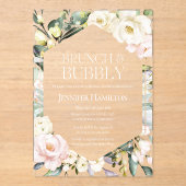 Brunch en bubbels | Boho Floral Vrijgezellenfeest Acryl Uitnodigingen (Voorkant)
