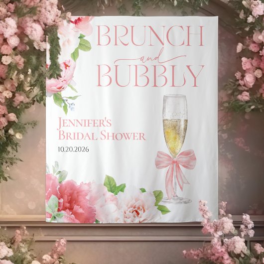 Brunch en bubbels | Bow Vrijgezellenfeest achtergr Wandkleed