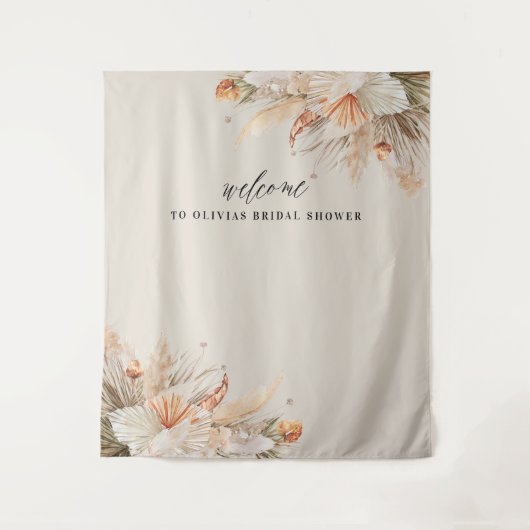 Brunch en bubbels Bruids douche pampagras Wandkleed (Voorkant)