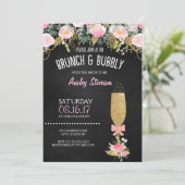 Brunch en bubbels bruids douche uitnodiging glitte (Staand voorkant)