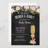 Brunch en bubbels bruids douche uitnodiging glitte (Voorkant / Achterkant)