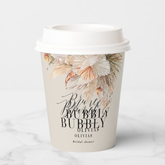 Brunch en bubbels Bruidsfeest pampagras Papieren Bekers (Achterkant)