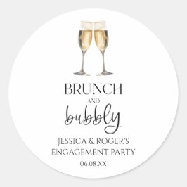 Brunch en bubbels bruiloftsfeest brunch favor ronde sticker