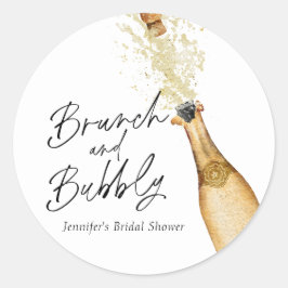 Brunch en bubbels bruiloftsshower Klassieke Ronde Sticker