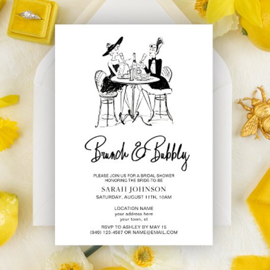  brunch en bubbels champagne Vrijgezellenfeest Kaart
