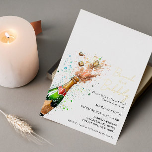 Brunch en bubbels Champagnebruiloftborrel Folie Uitnodiging