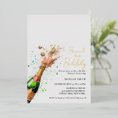 Brunch en bubbels Champagnebruiloftborrel Folie Uitnodiging (Staand Voorkant)