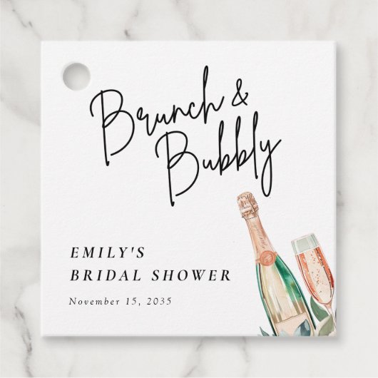 Brunch en bubbels Elegante bruidsdouche Bedankjes Labels (Voorkant)