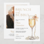 Brunch en bubbels foto QR-code bruidsfeest Kaart (Voorkant / Achterkant)