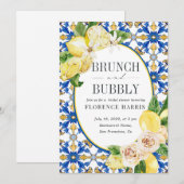 Brunch en bubbels Geel citroengele bruidsontbijt Kaart (Voorkant / Achterkant)