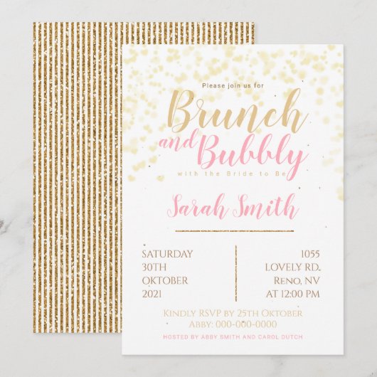 Brunch en bubbels gouden bubbel kaart (Voorkant / Achterkant)