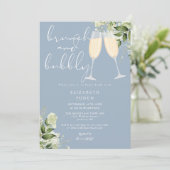 Brunch en bubbels groene bruiloftsborrel kaart (Staand voorkant)