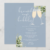 Brunch en bubbels groene bruiloftsborrel kaart (Voorkant / Achterkant)