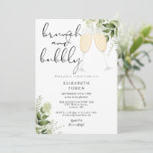 Brunch en bubbels groene bruiloftsborrel kaart (Staand voorkant)