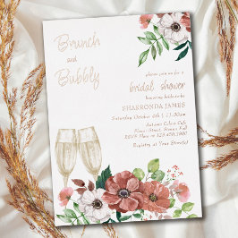 Brunch en bubbels Herfst Bruidsdiner Roze Goud Folie Uitnodiging