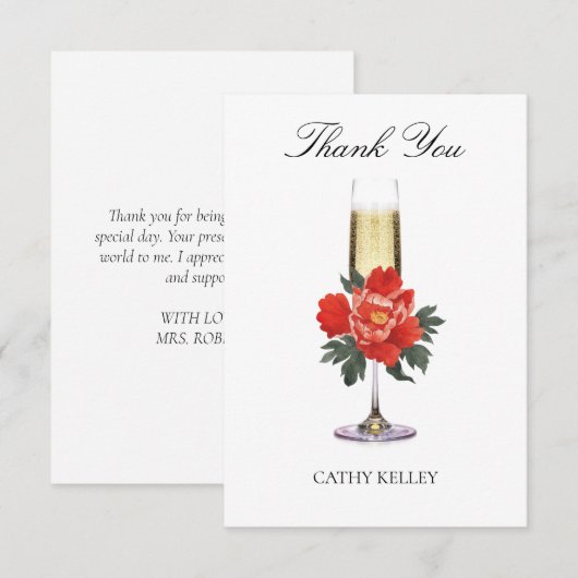 Brunch en bubbels kerst bruiloftsborrel bedankkaart (Voorkant / Achterkant)