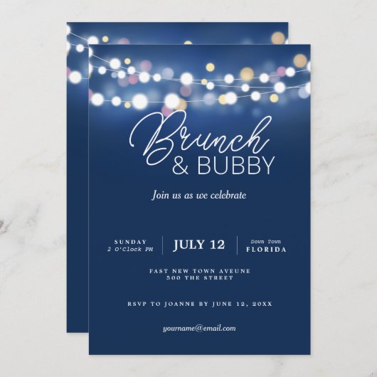 brunch en bubbels kerst nieuwjaar blush roze kaart (Voorkant / Achterkant)